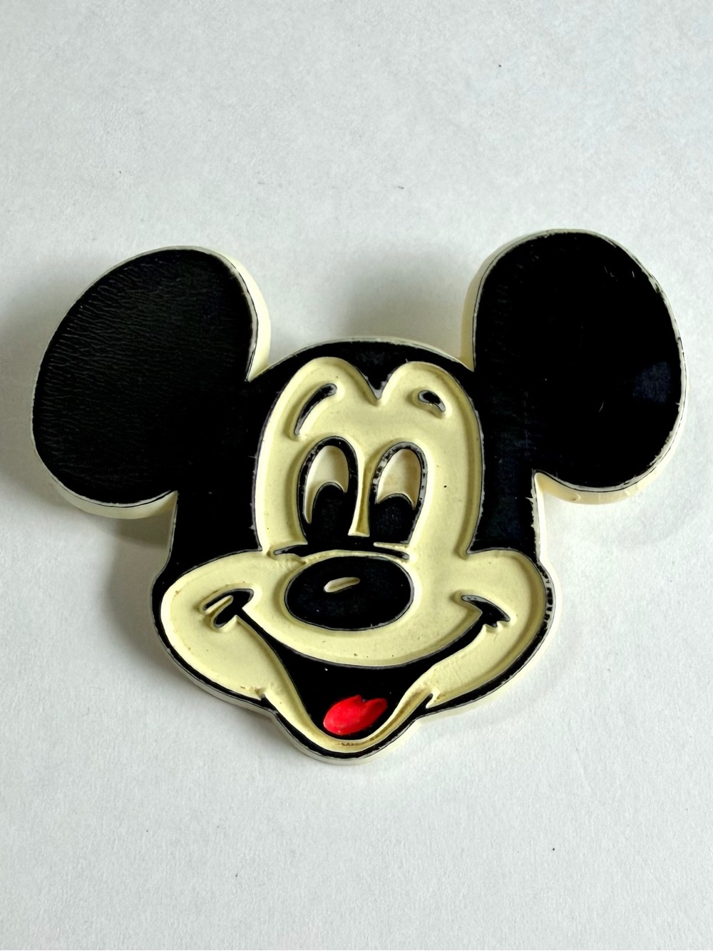 Vintage 1980s Pin Disney Mickey Mouse Face Plastic Brooch Collectible Souvenir